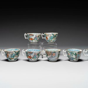 Een zeldzaam Chinees Canton famille verte 27-delig theeservies, 19e eeuw — foto 11