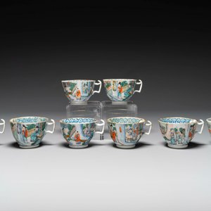 Een zeldzaam Chinees Canton famille verte 27-delig theeservies, 19e eeuw — foto 10