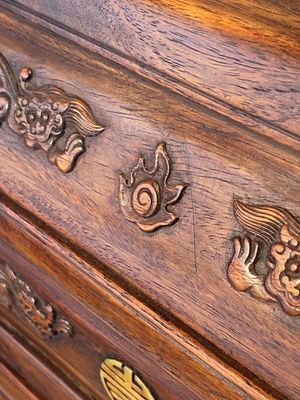Een zeldzaam Chinees huanghuali houten rariteitenkabinet of 'duo bao ge' met chilong decor, 18/19e eeuw — foto 4