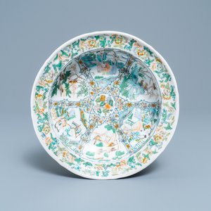 Een zeldzaam KPM porseleinen bassin met Cantonees famille verte decor beschilderd, China en Duitsland, 19e eeuw — foto 1
