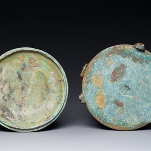 Een zeldzame Chinese archaïsche met zilver ingelegde bronzen cosmetica doos en deksel, 'lian', Westelijke Han — foto 7