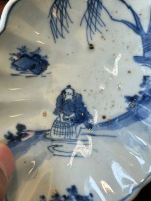 Een zeldzame Chinese blauw-witte bladvormige ko-sometsuke schotel voor de Japanse markt, Tianqi — foto 2