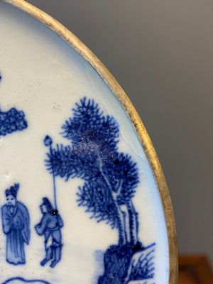 Een zeldzame Chinese blauw-witte 'Bleu de Hue' theeschotel voor het dokterspaviljoen in het paleis van Hue, 御醫正記 zegelmerk, midden 19e eeuw — foto 6