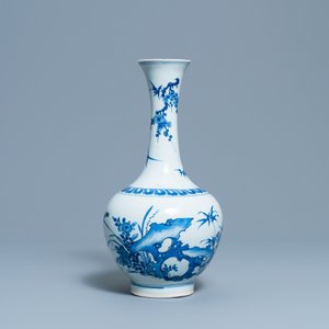 Een zeldzame Chinese blauw-witte vaas met een tijger en twee vlinders, Transitie periode — foto 3