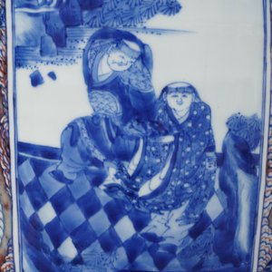 Een zeldzame Chinese blauwwitte en onderglazuur rode rouleau vaas, Kangxi — foto 26