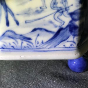 Een zeldzame Chinese blauwwitte koffiekan met "Europa en de stier", Kangxi — foto 22