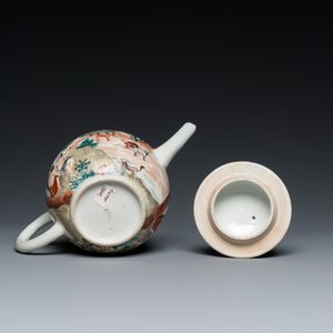 Een zeldzame Chinese famille rose 'Adam en Eva' theepot met deksel, Qianlong — foto 7