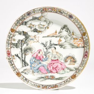 Een zeldzame Chinese famille rose kop en schotel, Qianlong — foto 2