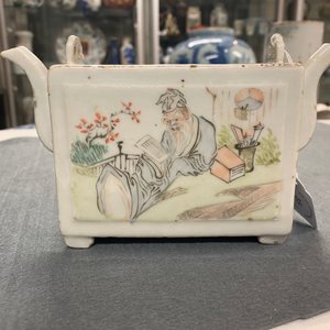 Een zeldzame Chinese qianjiang cai theepot met twee deksels, 19/20e eeuw — foto 10