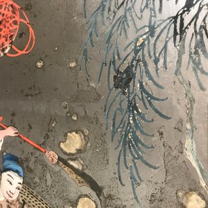 Een zeldzame Chinese spiegel met achterglasschildering en verguld hout, 2e helft 18e eeuw — foto 32