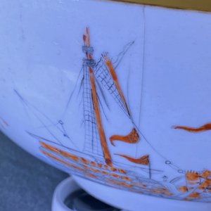 Een zeldzame Chinese verte-Imari kom met een scheepswrak, Qianlong — foto 12