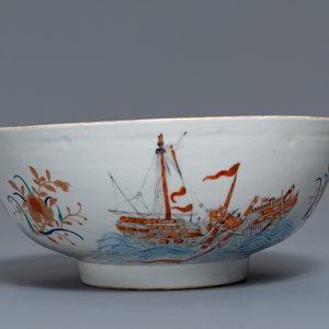 Een zeldzame Chinese verte-Imari kom met een scheepswrak, Qianlong — foto 3