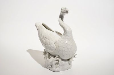 Een zwaan in blanc de Chine-stijl, Meissen, Duitsland, 18e eeuw