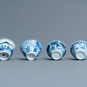 Eenentwintig Chinese blauw-witte schotels en achttien koppen, Kangxi — foto 13