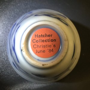 Eight Chinese blue and white covered boxes and four dragon wine cups, Hatcher cargo, Transitional period — photo 7