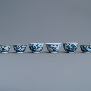 Eight Chinese blue and white cups and five saucers, Kangxi — photo 6