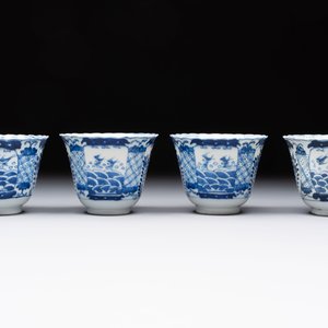 Eight Chinese blue and white cups and saucers, Kangxi mark, 19th C. — foto 5