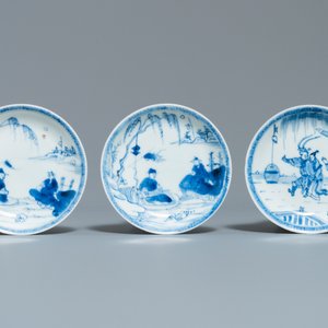 Eight Chinese blue and white cups and saucers, Kangxi/Qianlong — photo 2