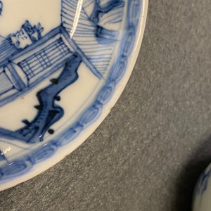 Eight Chinese blue and white cups and saucers, Kangxi/Qianlong — photo 25