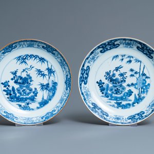 Eight Chinese blue and white dishes, a platter and three covered boxes, Yongzheng and later — photo 7
