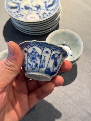 Eight Chinese blue and white 'kite flying boys' cups and saucers, Yongzheng — 照片 9