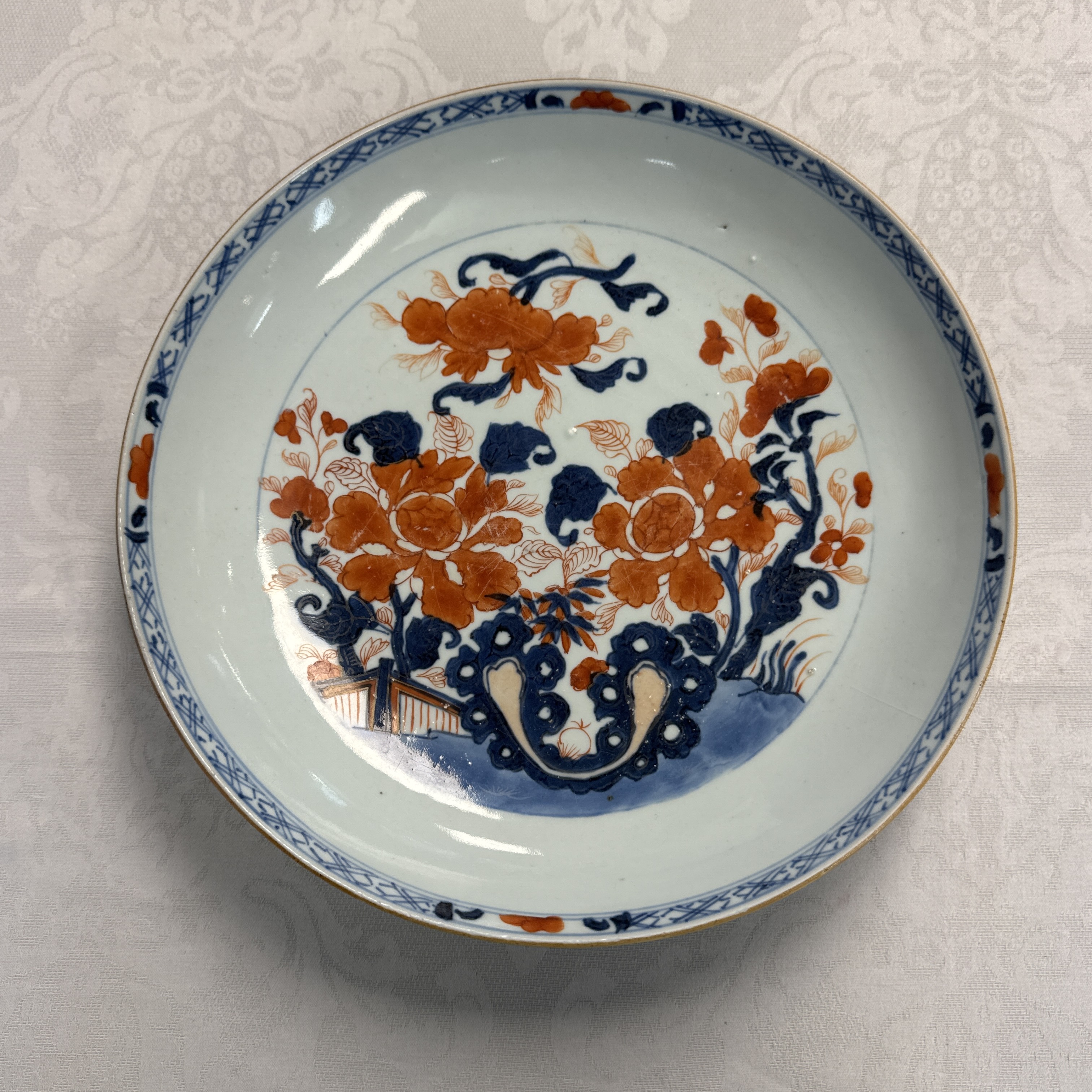 Eight Chinese blue and white plates and an Imari-style dish — photo 103