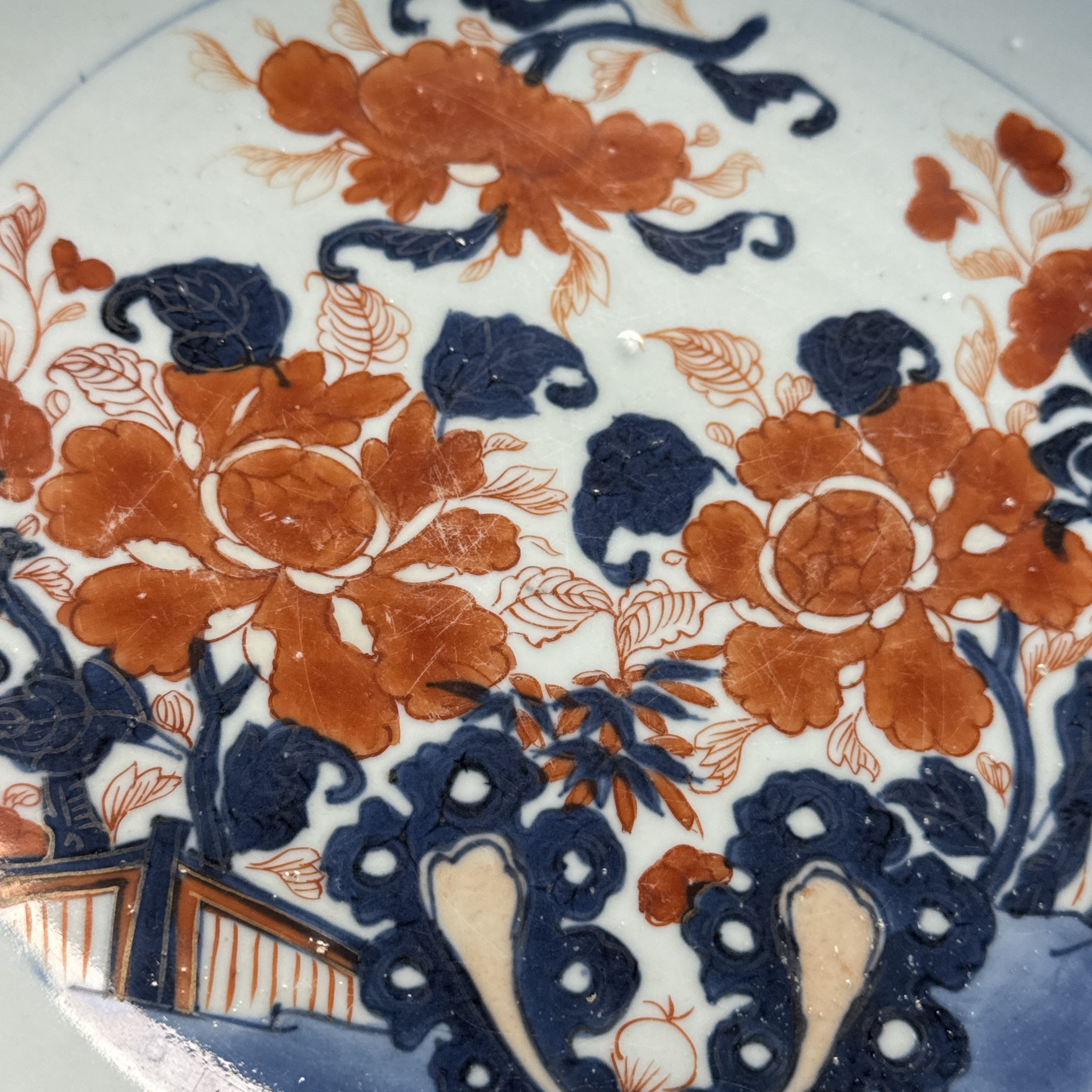 Eight Chinese blue and white plates and an Imari-style dish — photo 104