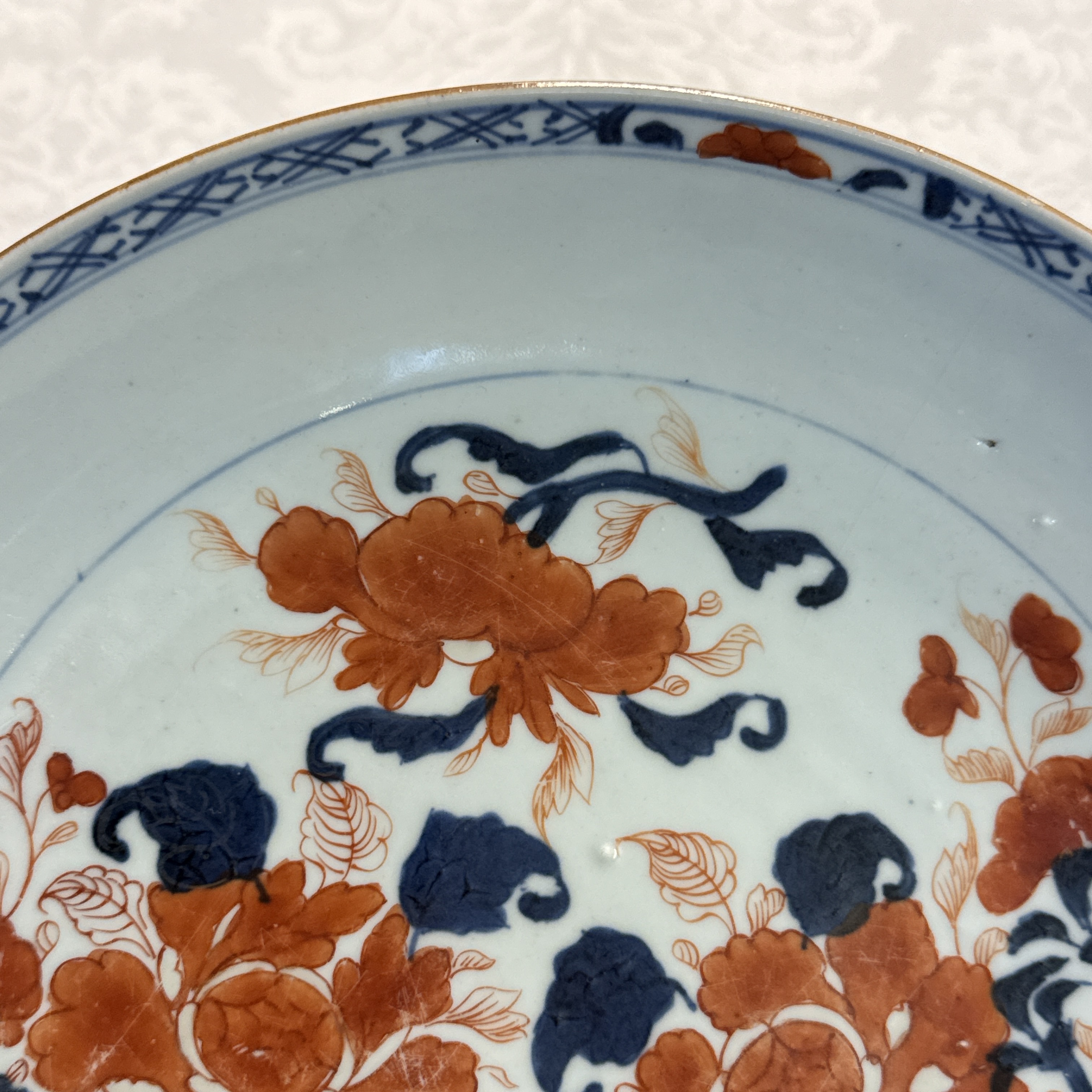 Eight Chinese blue and white plates and an Imari-style dish — photo 107