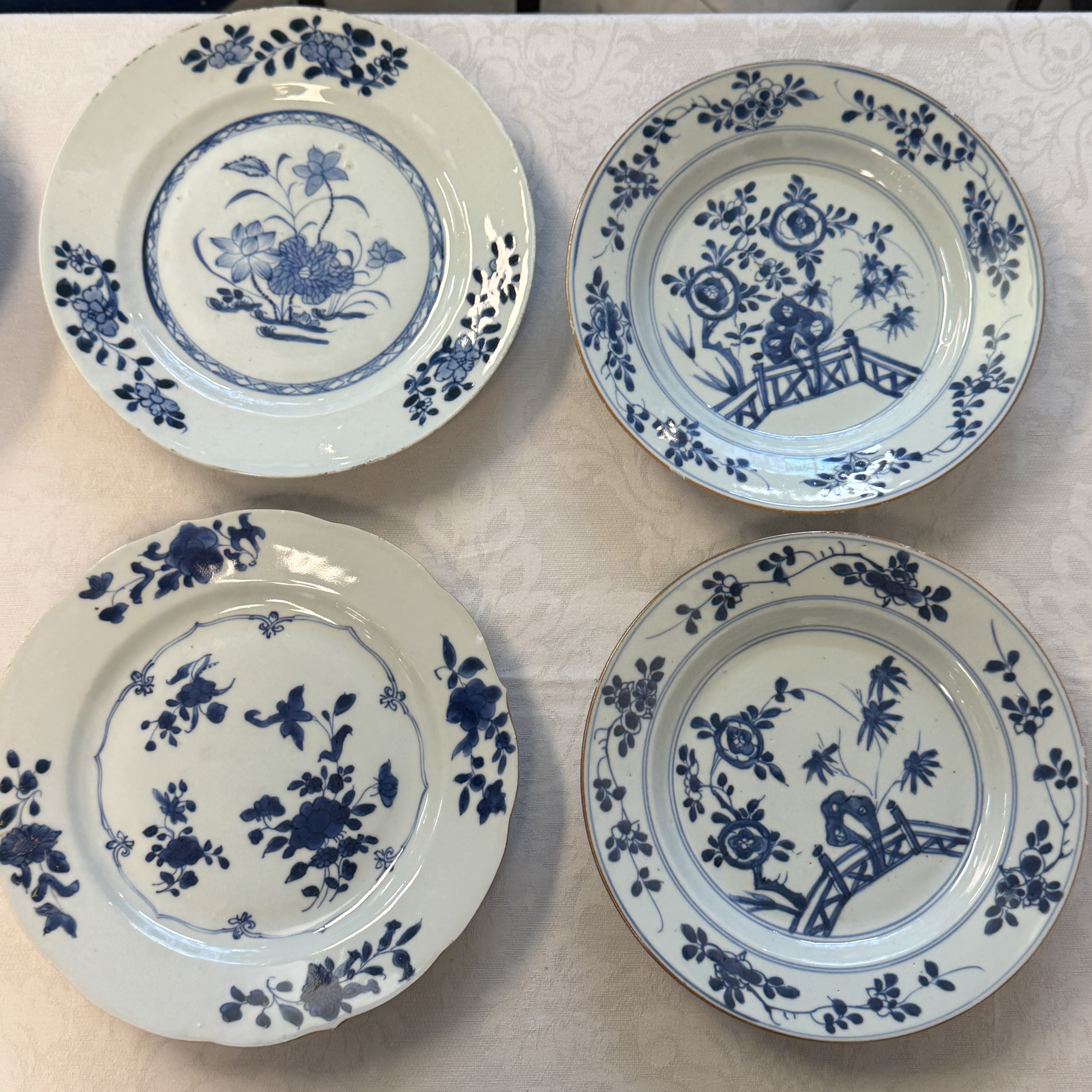 Eight Chinese blue and white plates and an Imari-style dish — photo 1