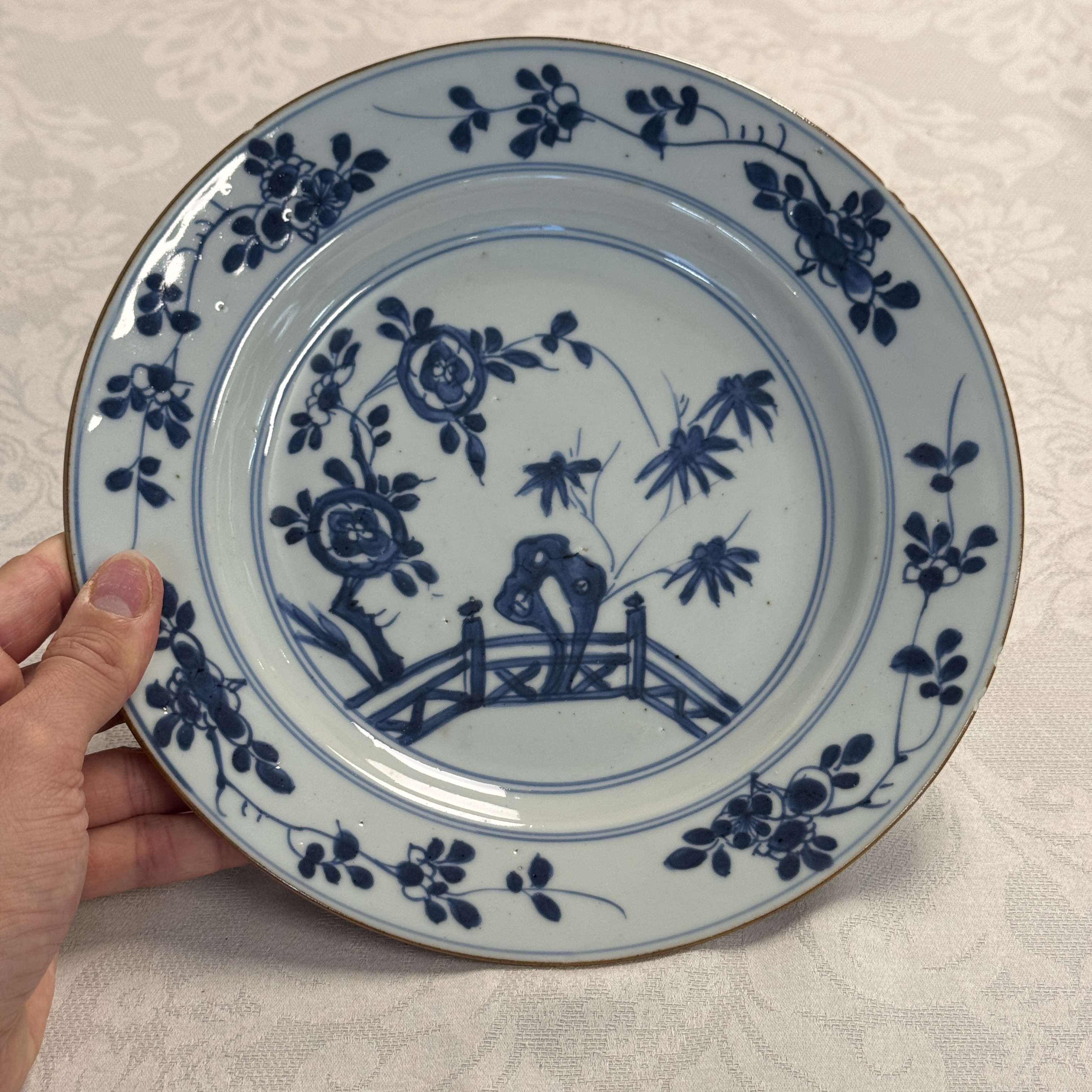 Eight Chinese blue and white plates and an Imari-style dish — photo 15