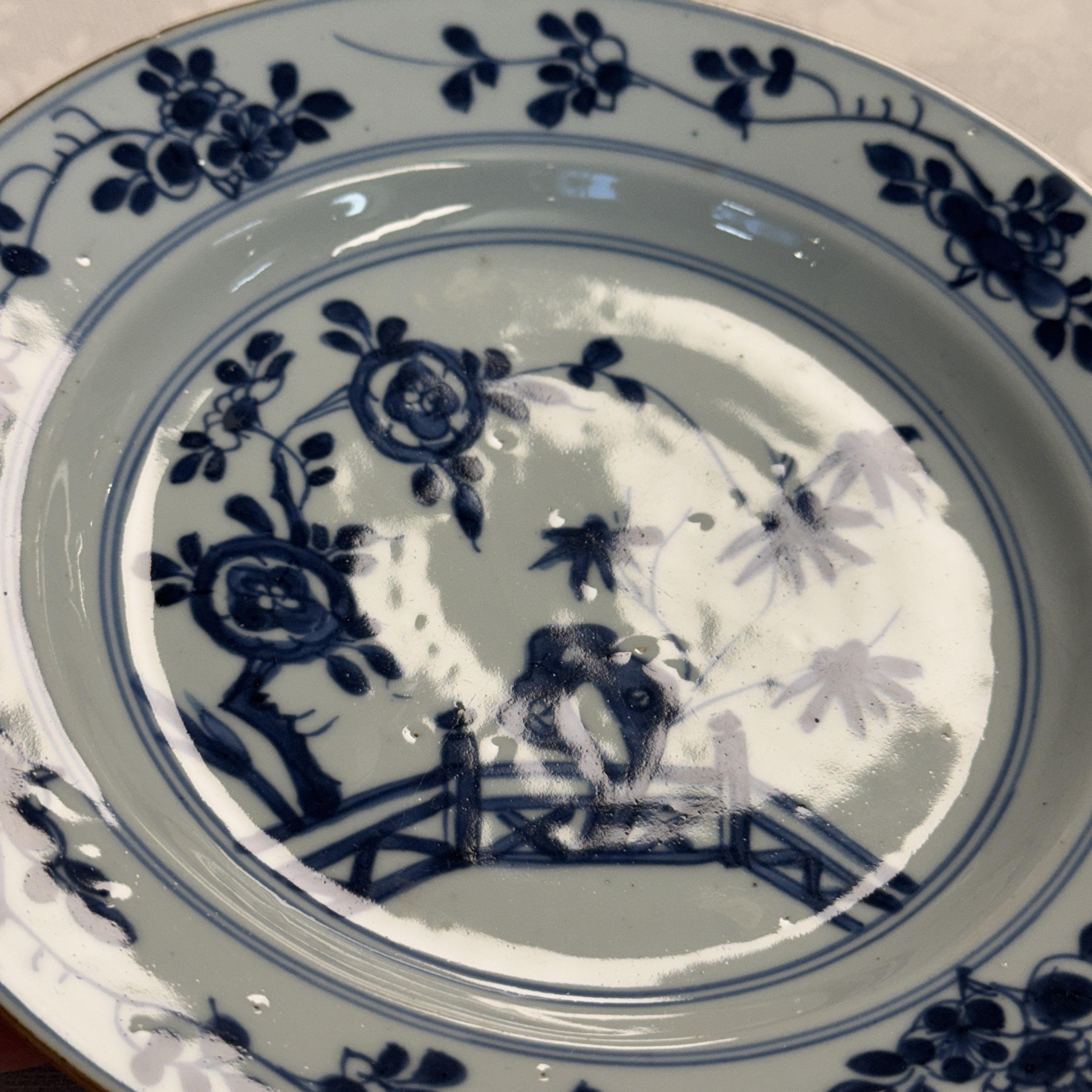 Eight Chinese blue and white plates and an Imari-style dish — photo 20