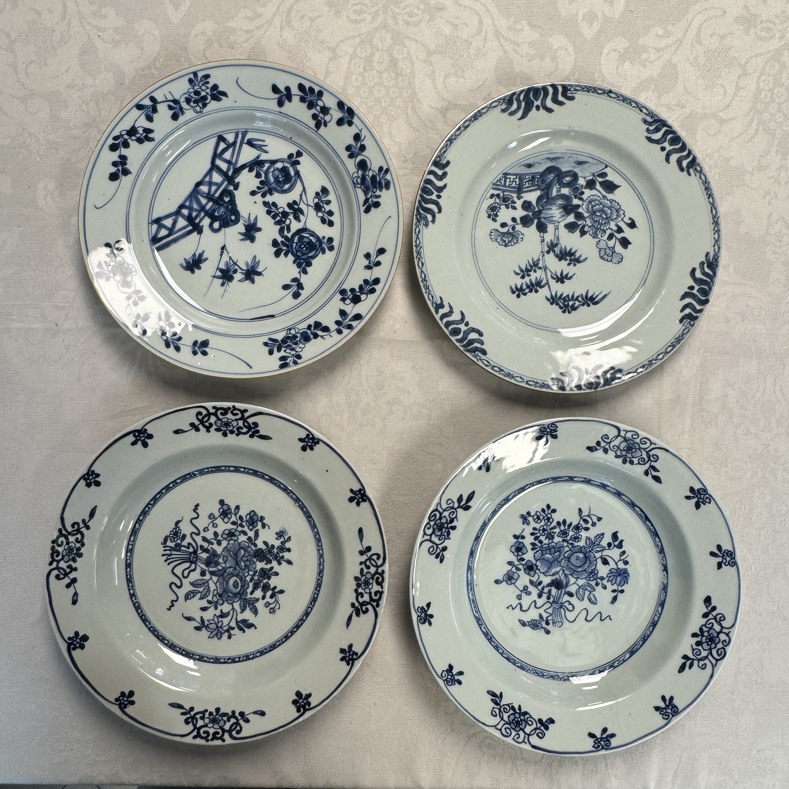 Eight Chinese blue and white plates and an Imari-style dish — photo 52