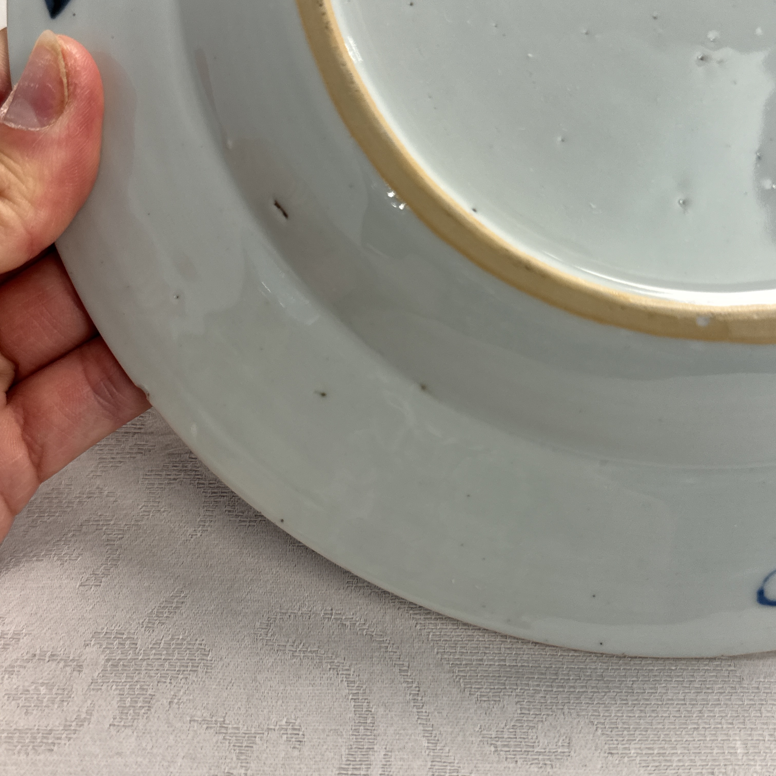 Eight Chinese blue and white plates and an Imari-style dish — photo 63
