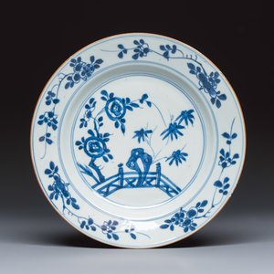 Eight Chinese blue and white plates and an Imari-style dish — photo 14