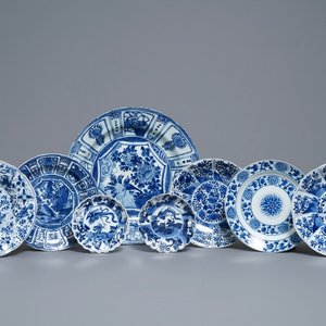 Eight Chinese blue and white plates, Wanli/Kangxi — 照片 1