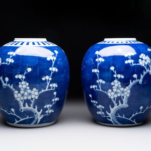 Eight Chinese blue and white 'prunus on cracked ice' wares, 19th C. — 照片 15