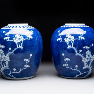 Eight Chinese blue and white 'prunus on cracked ice' wares, 19th C. — 照片 16