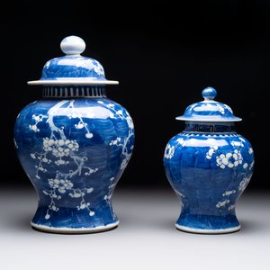 Eight Chinese blue and white 'prunus on cracked ice' wares, 19th C. — 照片 23