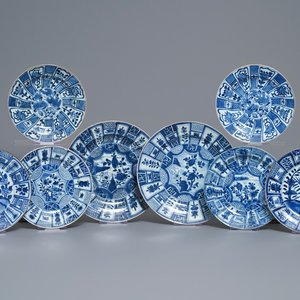 Eight Chinese blue and white Wanli-style plates, Kangxi — 照片 1