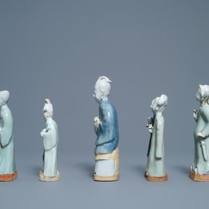 Eight Chinese blue, white and celadon-glazed biscuit models, Qianlong/Jiaqing — photo 3