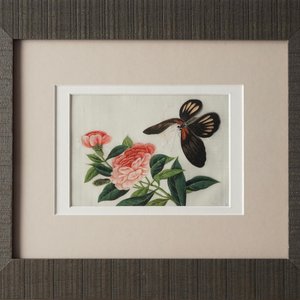 Eight Chinese Canton rice paper paintings with flowers and butterflies, 19th C. — 照片 3