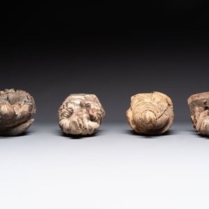 Eight Chinese carved wooden sculptures with traces of polychromy and gilding, 19th C. — photo 12