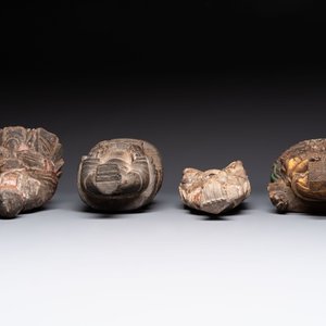 Eight Chinese carved wooden sculptures with traces of polychromy and gilding, 19th C. — photo 6