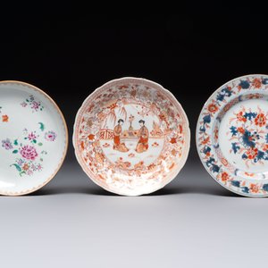 Eight Chinese famille rose, Imari-style, iron-red-decorated, blue and white plates, Kangxi and later — 照片 4