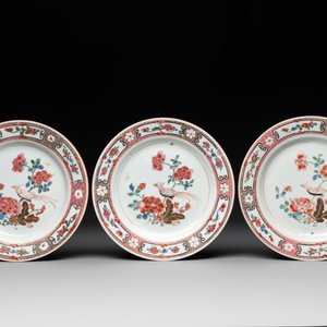 Eight Chinese famille rose 'pheasant and peonies' plates, Qianlong — photo 2