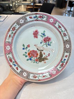 Eight Chinese famille rose plates with birds, Yongzheng/Qianlong — photo 13