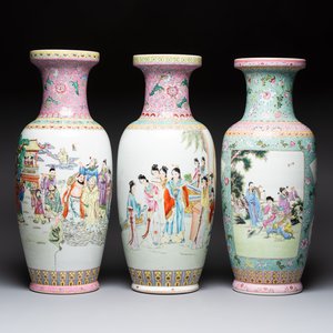 Eight Chinese famille rose vases, Qianlong and Jing De Zhen 景德鎮 marks, 20th C. — photo 2