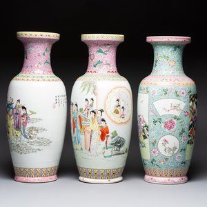 Eight Chinese famille rose vases, Qianlong and Jing De Zhen 景德鎮 marks, 20th C. — photo 3