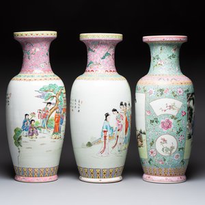 Eight Chinese famille rose vases, Qianlong and Jing De Zhen 景德鎮 marks, 20th C. — photo 5