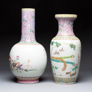 Eight Chinese famille rose vases, Qianlong and Jing De Zhen 景德鎮 marks, 20th C. — photo 9